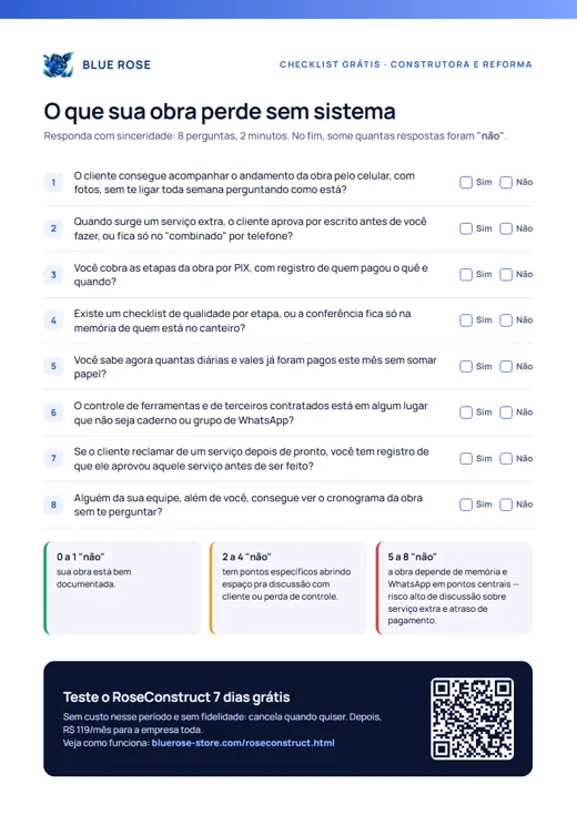 Prévia do checklist: O que sua obra perde sem sistema