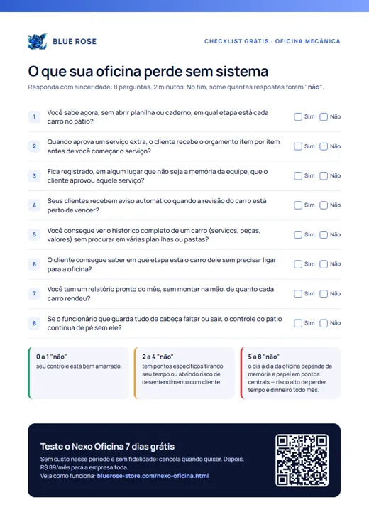 Prévia do checklist: O que sua oficina perde sem sistema
