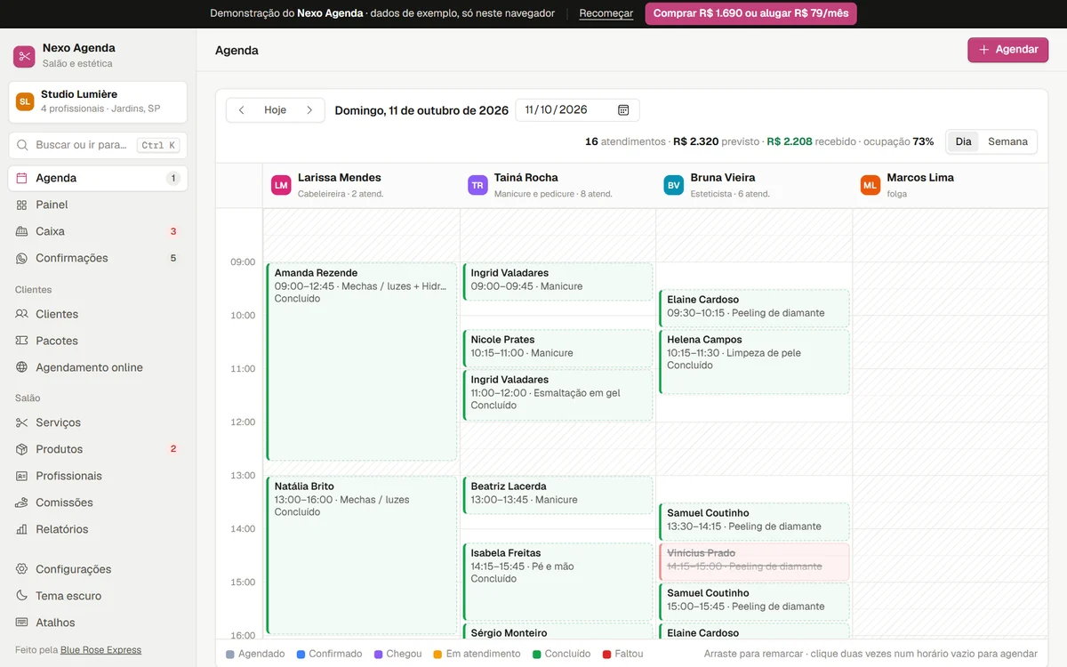 Tela do Nexo Agenda