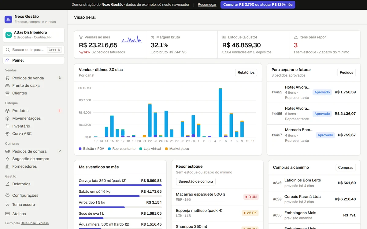 Tela do Nexo Gestão