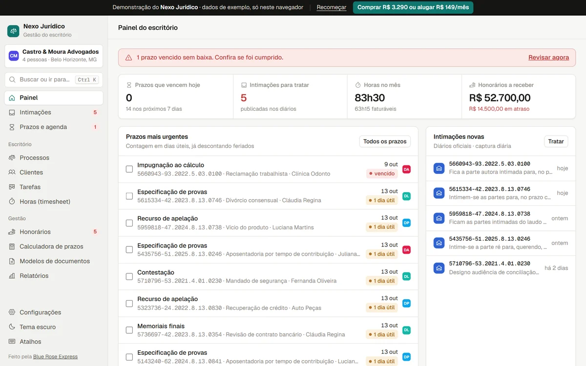 Tela do Nexo Jurídico