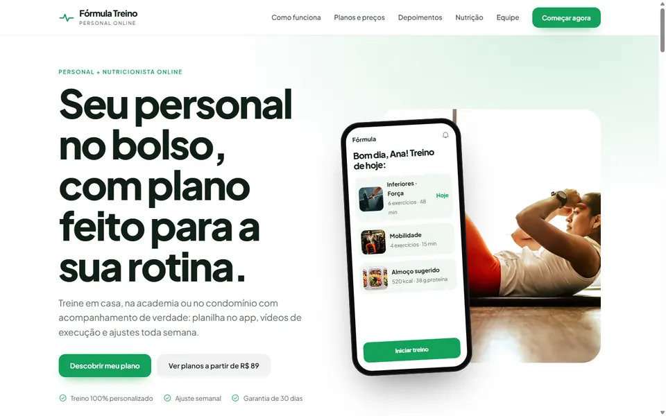 Site de exemplo Fórmula Treino