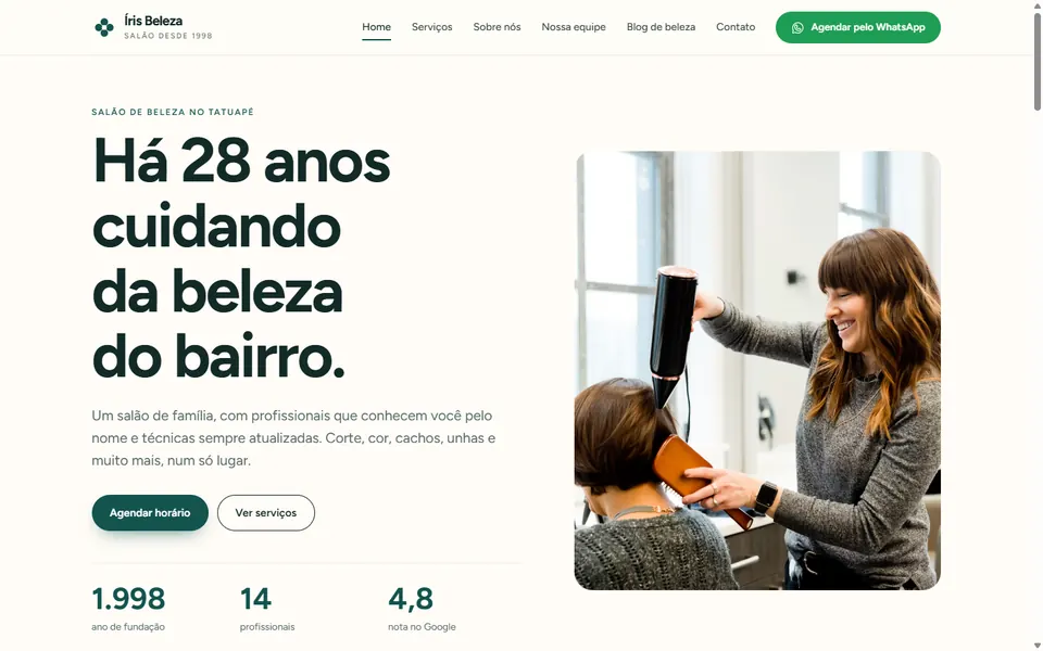 Site de exemplo Íris Beleza